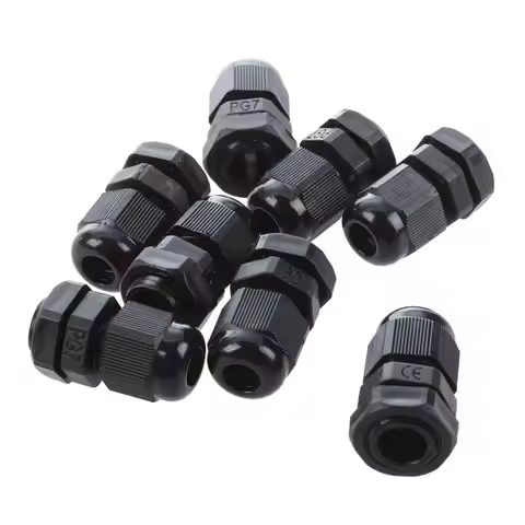 ABSF 8 PCS PG7 Black Plastic Waterproof Cable Gland Connector 3-6.5mm