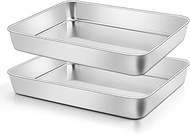 Leonyo Rectangular Cake Pan, 12⅓ x 9¾ x 2 Inch Stainless Steel Baking Trays, Nonstick & Oven Safe, D