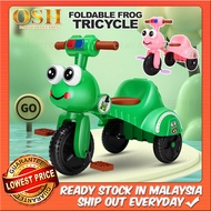 FOLDABLE FROG TRICYCLE Cute kids Tricycle with Music and Lights basikal budak