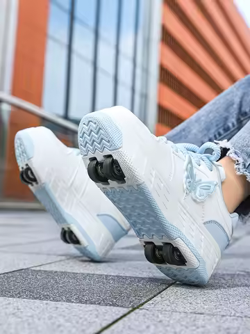 Girls Butterfly Roller Sneakers 4 Removable Wheels 2 In 1 Walking Skating Shoes Fashion Kids Casual 