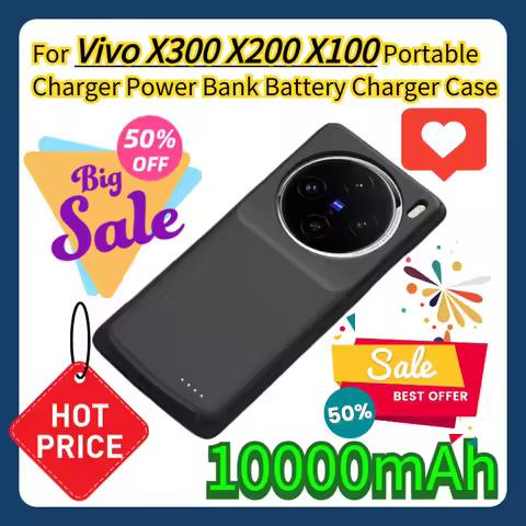 For Vivo X300 X200 X100 Portable Charger Power Bank 10000mAh Battery Charger Case