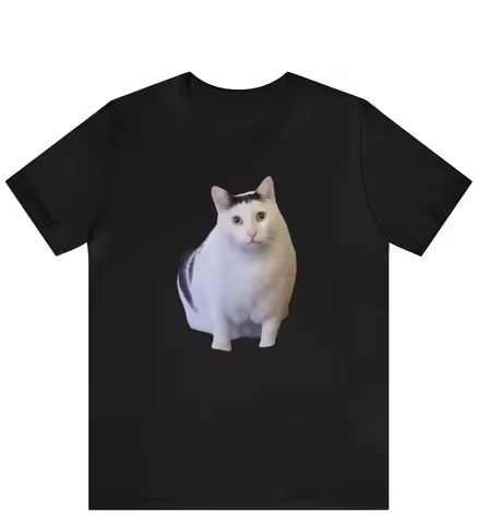 Huh? Cat Meme Printed T-shirt Fun Cat Meme Retro Top Ladies' Comfortable Plus Size Home Clothing