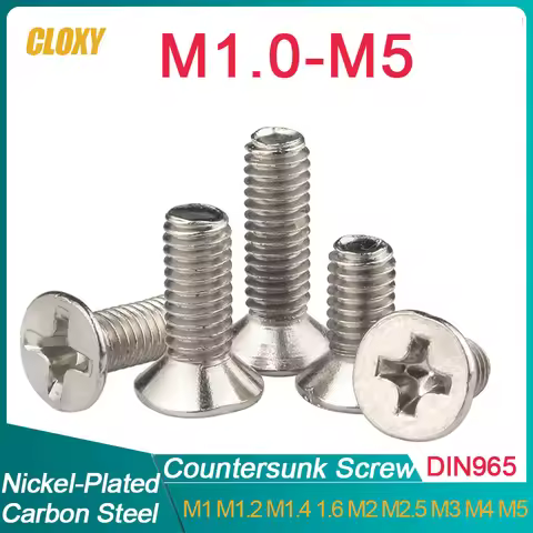 20~ 1000pcs M1.2 M1.4 M1.7 M2 M2.5 M3 M4 M5 Nickel Plated Carbon Steel KM Screw Cross Flat Countersu