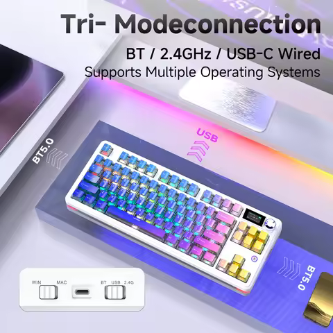 AJAZZ MK87pro Tri-mode 87-key Gaming Mechanical Keyboard with Dual 8K Polling Rate and 5000mA Large 