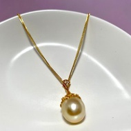 天然海水珍珠 南洋金珠 純銀吊墜 贈項鏈