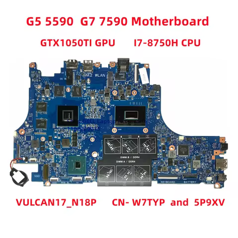 New FOR dell G5 5590 7590 P82F Laptop Motherboard CN-05P9XV 5P9XV 0W7TY9 VULCAN17_N17P Mainboard i7 