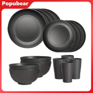 16Pcs Cutlery Set Stackable Unbreakable Plates Bowls And Cups Set BPA-Free Tableware for Family Gath