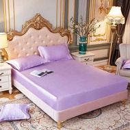 ส่งในไทย ผ้าปูที่นอนไหมเย็น ผ้าปูที่นอน6ฟุต bed sheet ผ้าปูเตียงแบบรัดมุม ระบายอากาศได้ดี มี5สี 3ขนา