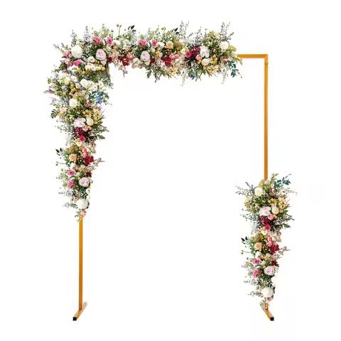 2x1.5m/6.6x4.9ft Wedding Arch Stand, Metal Square Garden Backdrop Frame, Height Adjustable Party Flo