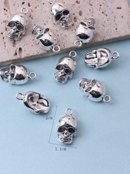 10入組時尚3d合金電鍍復古骷髏造型吊墜,適用於耳環、項鍊、鑰匙扣diy珠寶製作材料