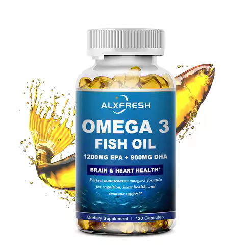 Alxfresh Wild Caught Omega 3 Fish Oil –3600mg High EPA 1300mg DHA 900mg Non-GMO Gluten Free Dietery 