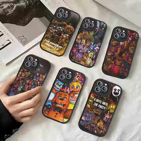 Amine Fnaf Five-nights-At-Freddys Phone Case For IPhone 16 15 14 11 12 13 Pro Max Plus Back Leather 