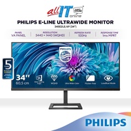 Philips 345E2LE 34" WQHD VA Ultrawide Monitor | 100Hz | Adaptive-Sync | 1ms | 1440p | 5 YEARS WARRANTY