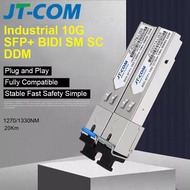 โมดูล10G SFP + BiDi SC อุตสาหกรรม JT-COM 20กม. ซิงเกิ้ลโหมดซิมเพล็กซ์1270นาโนเมตร/1330nm DDM อุณหภูม