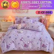 G9 Cartoon Bedsheet 2200Tc Cozy Soft Cotton 5in1 Bedsheet With Comforter Set Cadar Bedding Set Queen