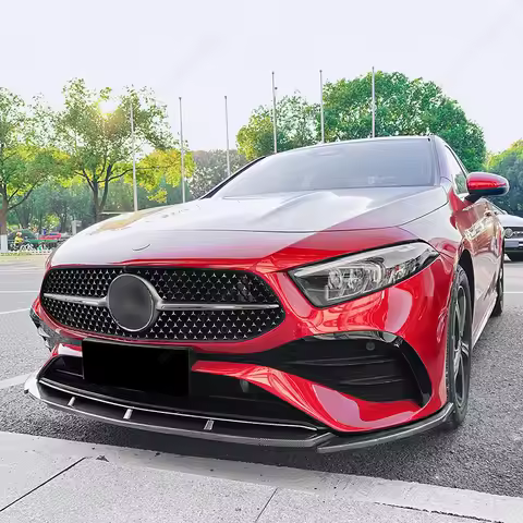 For Mercedes Benz W177 A180 A200 A35 AMG 2023-2025 Car Front Bumper Spoiler Lip ABS Gloss Black Spli