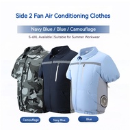 New Style Side Air Conditioning Clothes with 2 Fans Matching 12V Fan Overalls Jacket Short-Sleeved O