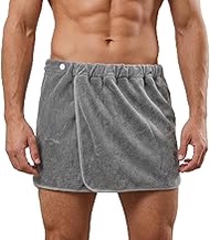Men's Soft Towel Wrap Bath Towels Shorts Bathrobe Wearable Towels Adjustable Shower Towel Pants for 