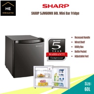 SHARP MINI BAR 60L 1 DOOR REFRIGERATOR SJM60MK / BLACK / PETI SEJUK MINI / MINI FRIDGE