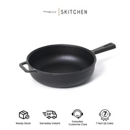 SKITCHEN Cast Iron Sabang Deep Skillet - Deep Frying Pan, Frying Pan, Cast Iron Grill