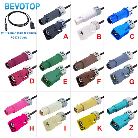 1PCS Waterproof Fakra A/B/C/D/F/G/H/I/K/Z Male to Female Jack Connector Car Video Fakra Jumper RG174