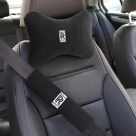 Suede Car Cervical Spine Headrest Neck Pillow Seat Belt Protect Shoulder Pads for Rolls-Royce Cullin