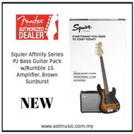 Fender Squier Affinity Series PJ Bass Guitar Pack w/Rumble 15 Amplifier (Brown Sunburst)