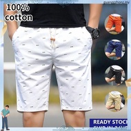 Ready Stock]Me n Shorts Cotton Printed Slim White Short Pants Summer Breathable  Five Points Pants S