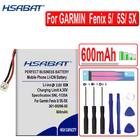 HSABAT 600mAh 361-00097-00 361-00096-00 361-00098-00 Battery For GARMIN Fenix 5 5 plus/ Fenix 5S/ 5X