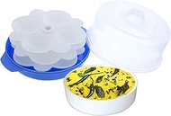 Kuber Industries Plastic Big Idli, Dhokla Maker Combo Set for Microwave with 3 Idli Moulds and 1 Dhokla Pan (Blue) - Ctltc44401
