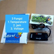 Volt Meter X-Case Mini 3 in 1 Suhu Jam Volt Meter