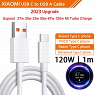 ✨【จัดส่งจากกรุงเทพ】Xiaomi 120W  Type C สายชาร์จ 6A Turbo Fast charger for android Cord For Xiaomi 14 ultra Mi 12s Ultra 12 11 Poco X4 Pro NFC F3 Redmi Note 10 K40 Black Shark USB C Quick Charge Cables