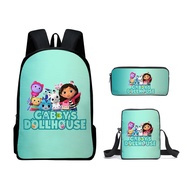 New Gabby's Dollhouse Gabby's Dollhouse School Bag Student Backpack Shoulder Pencil Bag Three-piece Set