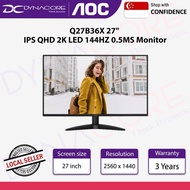 AOC Q27B36X 27 Inch IPS QHD 2K LED 144Hz 0.5MS HDMI 2.0 DP 1.2 Gaming Monitor Black