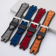 28mm Nubuck Nylon Leather Wristband New Rubber Back Watch Band Accessories For Roger Strap Dubuis EX