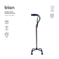 Bion Quad Cane Broad Base Narrow Base | Walking stick for elderly Anti-slip Rubber Stopper Height Adjustable lightweight