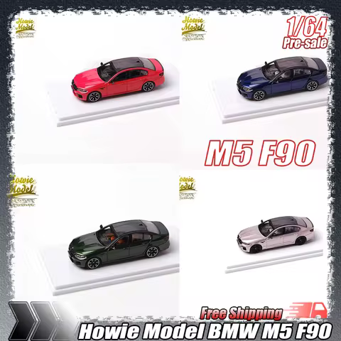 Howie Model Diecast Car Model 1/64 Scale Bmw M5 F90 Metallic Blue Sedan Collectible For Adult Collec