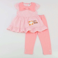 ชุดเชตเด็กผู้หญิงน่ารักๆ สไตล์รูคคุณหนู เสื้อผ้าคอตตอตวูเว่นไม่ยืด กางเกงผ้าคอตตอลอินตาลอตยืดยุ่นใส่