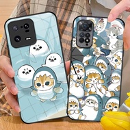 Mofusand Shark Cat 02 Glass Phone Case For Xiaomi POCO X3 X4 GT NFC X5 X6 PRO 5G F3 F4 F5 M3 M4 M5 M