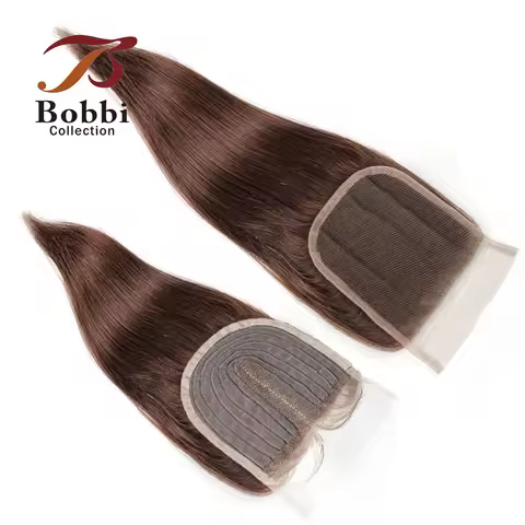 10-18 inch Brown Body Wave 4x4 Lace Closure Free Middle Part Transparent Lace Indian Remy Human Hair