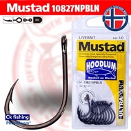 Mustad Hoodlum Live Bait Hook Model 10827NPBN Size #1 To 12/0 Ultrapoint Fishing Hook / Big Game &amp; Big Bait / Mata Kail