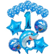 15pcs Brand New Ocean Shark Dolphin Foil Balloon Blue 0-9 Number Themed Birthday Party Decorations Boys Girls Birthday Party Decorations Baby Shower Toy Gifts