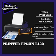 printer epson L120 second, nozel full, bonus kabel usb dan kabel power