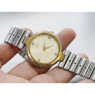 Second-Hand Japanese Vintage Watch Glycine Swiss Yellow Dial Men's Quartz Round 33mm