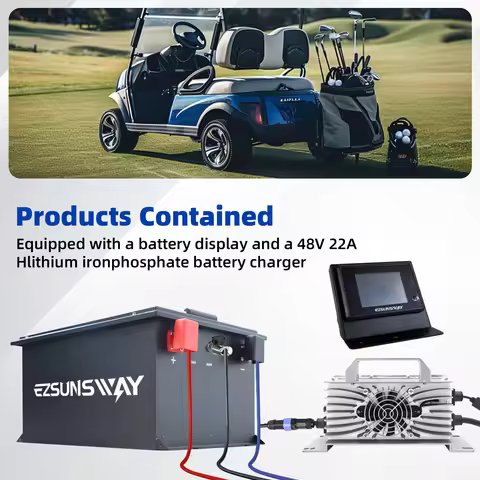 36V(38.4) 105Ah Lithium LiFePO4 Golf Cart Battery With Smart 200A BMS 6000+ Cycles Monitor & Mobile 