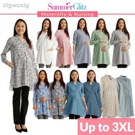 {stock}№۞SummerGlitz Maternity &amp; Nursing Half Button Blouse PLUS Size Dress | Baju Mengandung Menyusu Muslimah Blause P