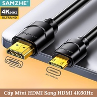 SAMEZHE Mini HDMI to HDMI Cable Supports 4K60Hz, 2K144Hz, 1080P240Hz – Stable Two-Way Connection Cor