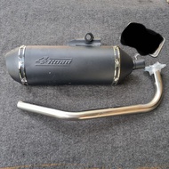 Short Black 4ROAD Exhaust with Pepper and Neck for Vario125-150, Vision, Ab2012, Mio110 (1 Pat)