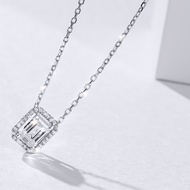 SWAN - Emerald Halo Necklace สร้อยคอโซ่เงินแท้ พร้อมจี้ฝังเพชร Cubic Zirconia