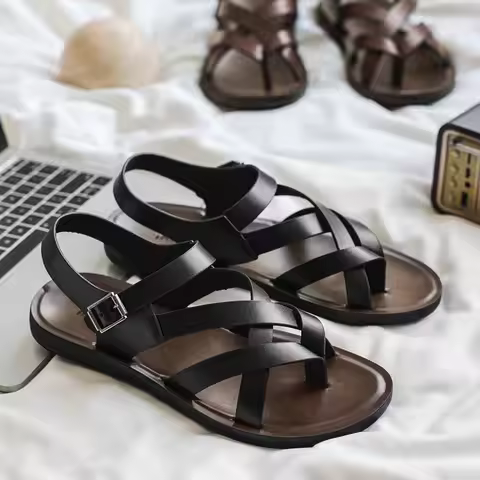 Hot Sale Black Men's Summer Sandals Fashion Casual Roman Sandals For Men Gladiator Sandals Comfortab